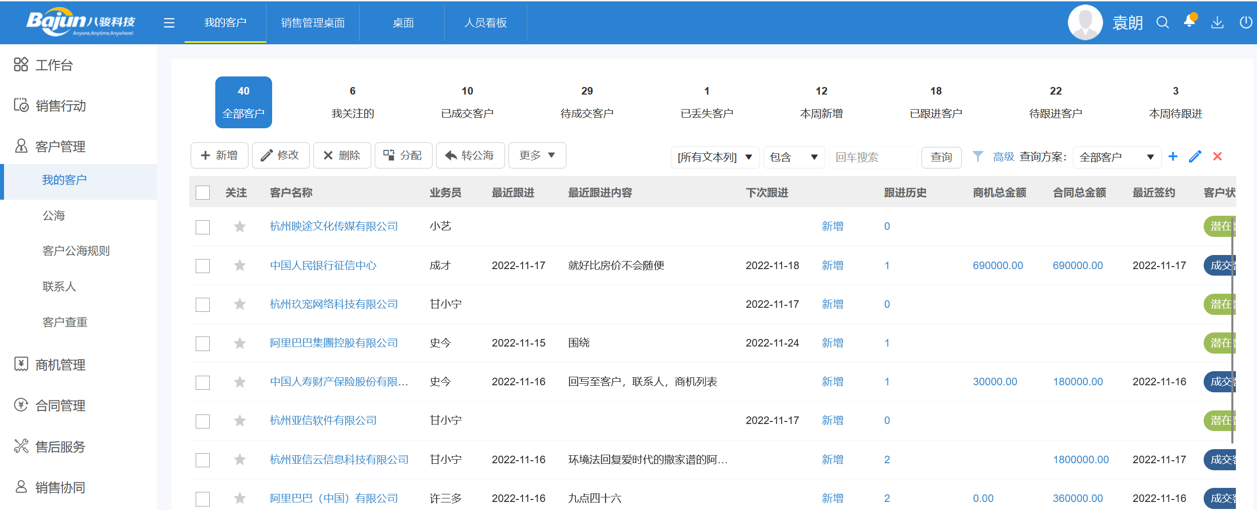 客户信息列表